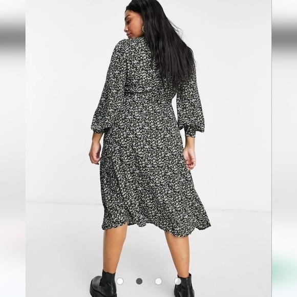 ASOS Misguided plus women's ditzy floral midi dress long sleeve - Picture 10 of 11